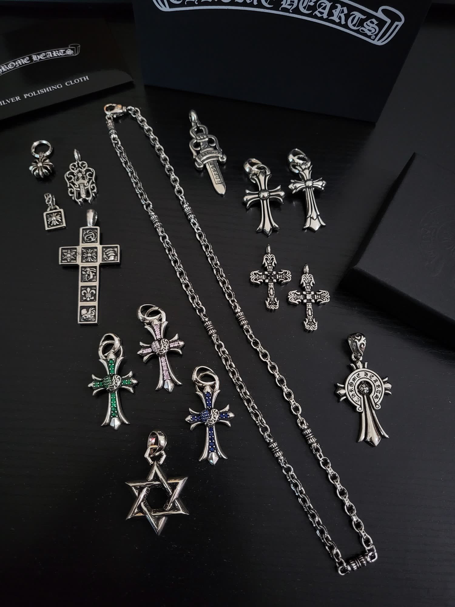 Chrome Hearts Silver Cross Pendant Set